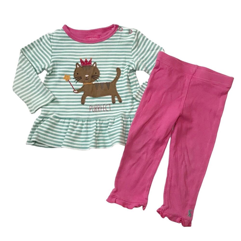 Joules Cat Applique Outfit 9-12M